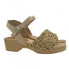 Real wood sandals for girls | gold band in glittery leather