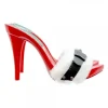 RED CHRISTMAS CLOGS WITH WHITE FUR AND BUCKLE