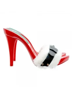RED CHRISTMAS CLOGS WITH WHITE FUR AND BUCKLE