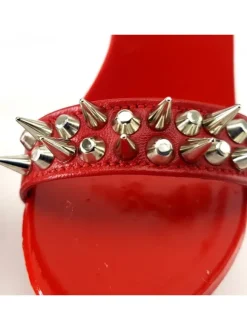 RED CLOG HEEL GOLD STUDS