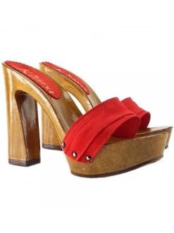 RED CLOGS COMFY HEEL