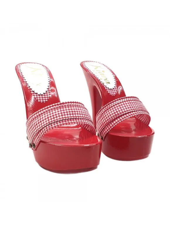 RED CLOGS PIN UP STYLE HEEL 13