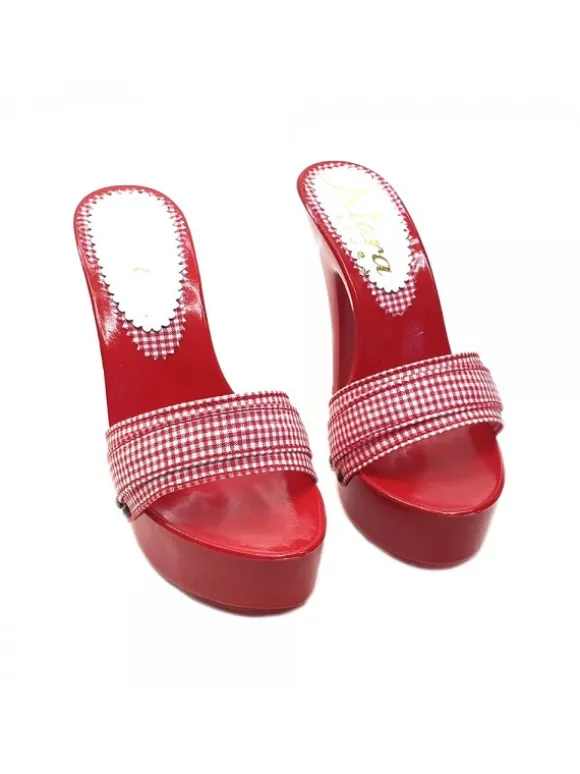 RED CLOGS PIN UP STYLE HEEL 13