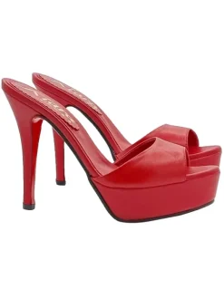 RED GENUINE LEATHER SANDALS SIZE UP TO 44