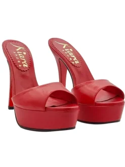 RED GENUINE LEATHER SANDALS SIZE UP TO 44