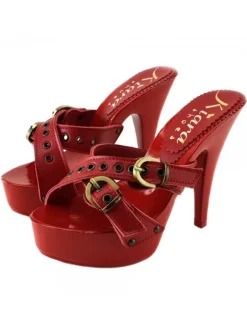 RED HIGH HEEL STILETTO CLOGS