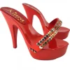 RED LACQUERED CLOGS