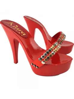 RED LACQUERED CLOGS