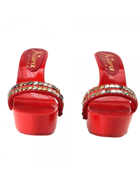 RED LACQUERED CLOGS