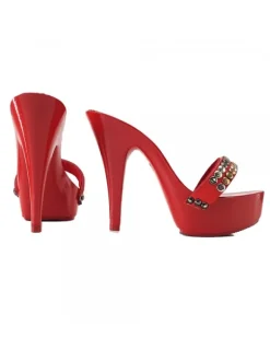 RED LACQUERED CLOGS