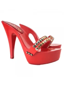 RED LACQUERED CLOGS