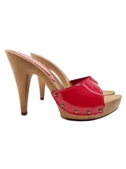 RED PATENT LEATHER CLOGS WITH HEEL 11 - K213001-V