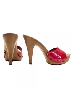 RED PATENT LEATHER CLOGS WITH HEEL 11 - K213001-V