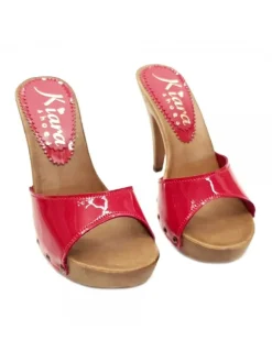 RED PATENT LEATHER CLOGS WITH HEEL 11 - K213001-V