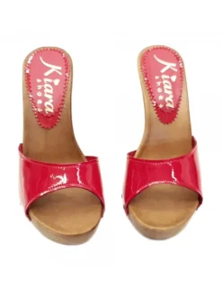 RED PATENT LEATHER CLOGS WITH HEEL 11 - K213001-V