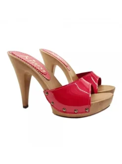 RED PATENT LEATHER CLOGS WITH HEEL 11 - K213001-V