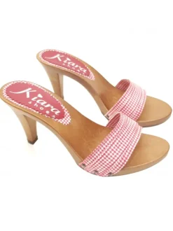 RED PIN UP STYLE CLOGS WITH COMFORTABLE HEEL