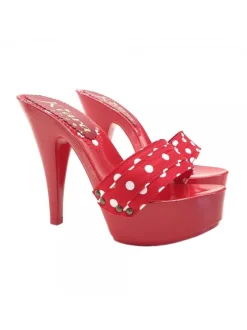 RED POLKA DOT CLOGS HEEL 13