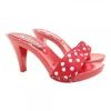 RED POLKA DOT CLOGS HEEL 9