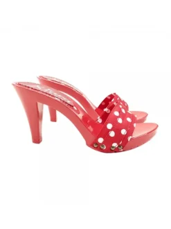 RED POLKA DOT CLOGS HEEL 9