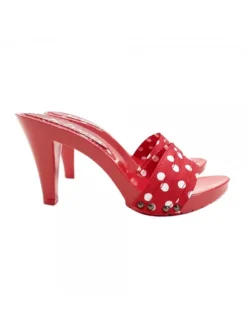 RED POLKA DOT CLOGS HEEL 9