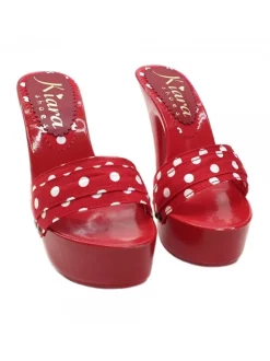 RED POLKA DOT CLOGS HEEL 13