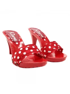 RED POLKA DOT CLOGS HEEL 9