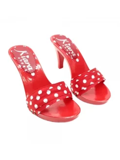 RED POLKA DOT CLOGS HEEL 9