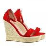 RED SANDALS WITH ROPE WEDGE