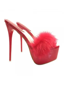 RED SHOES WITH FUR HEEL 17