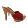 RED SUEDE CLOGS WITH HEEL 11