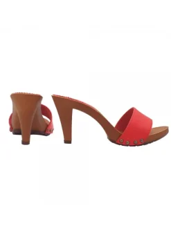 RED WOMEN'S CLOGS COMFORTABLE HEEL