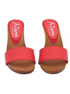 RED WOMEN'S CLOGS COMFORTABLE HEEL