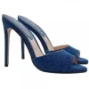 SANDAL IN DARK DENIM WITH STILETTO HEEL