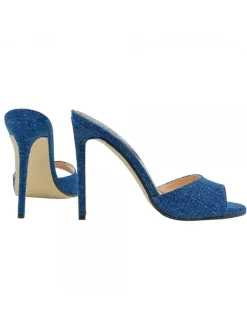SANDAL IN DARK DENIM WITH STILETTO HEEL