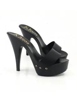SEXY BLACK CLOGS WITH 13 CM HIGH HEEL