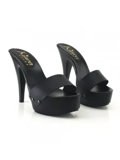 SEXY BLACK CLOGS WITH 13 CM HIGH HEEL