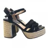 Sexy black Sandals in rope with ankle strap