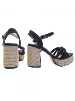 Sexy black Sandals in rope with ankle strap