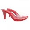 SEXY RED CLOGS WITH TRANSPARENT HIGH HEEL UPPER