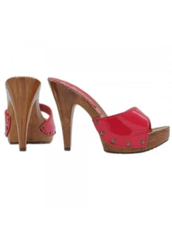 Sexy Red Patent Clogs | 11cm Heel - Handmade