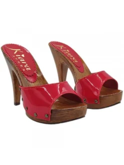 Sexy Red Patent Clogs | 11cm Heel - Handmade