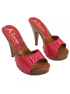 Sexy Red Patent Clogs | 11cm Heel - Handmade