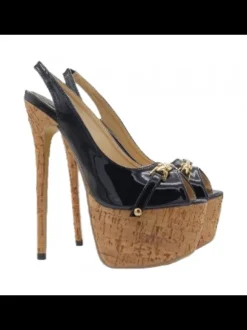 Sexy stiletto heel sandals 17.5 CM BLACK - WITH JEWEL
