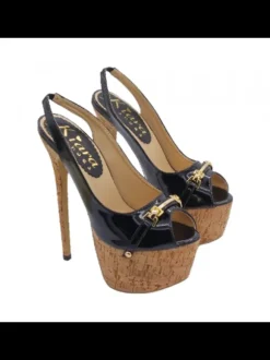 Sexy stiletto heel sandals 17.5 CM BLACK - WITH JEWEL