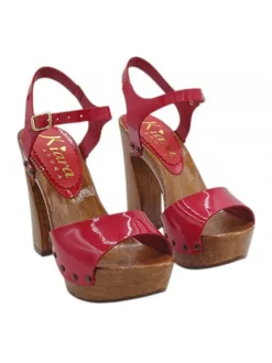 Shiny Red Clogs with 12.5 cm Heel - Elegance Made in Italy