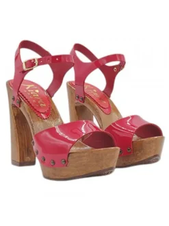 Shiny Red Clogs with 12.5 cm Heel - Elegance Made in Italy
