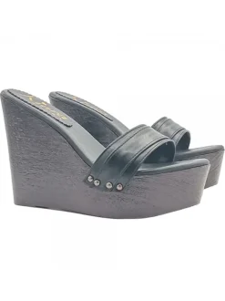 SHOES CLOGS WEDGE WOMAN BLACK