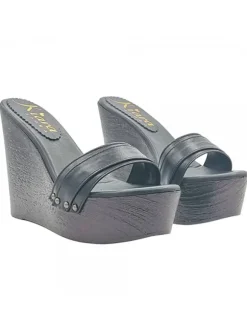 SHOES CLOGS  WEDGE WOMAN BLACK