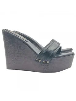 SHOES CLOGS WEDGE WOMAN BLACK